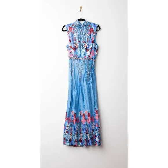 SALONI Fleur Midi Dress in Sky Flourish Plmt - Picture 4 of 10